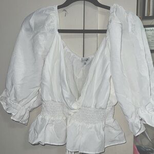 Plus Size White Peplum Top